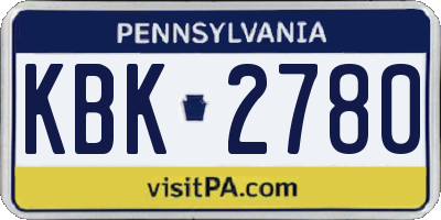 PA license plate KBK2780