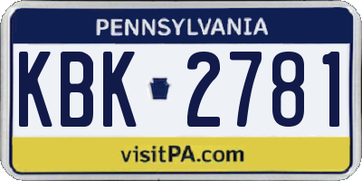 PA license plate KBK2781