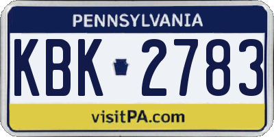 PA license plate KBK2783