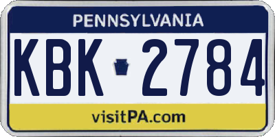 PA license plate KBK2784