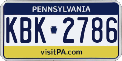 PA license plate KBK2786