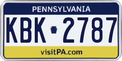 PA license plate KBK2787