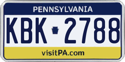 PA license plate KBK2788