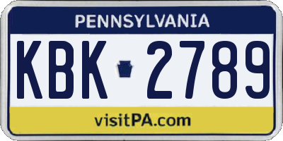 PA license plate KBK2789