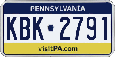 PA license plate KBK2791