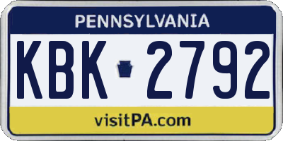 PA license plate KBK2792