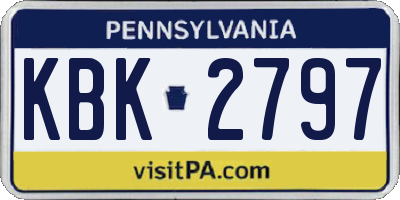 PA license plate KBK2797