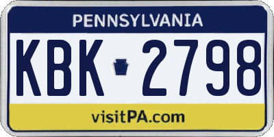 PA license plate KBK2798