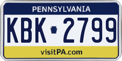 PA license plate KBK2799