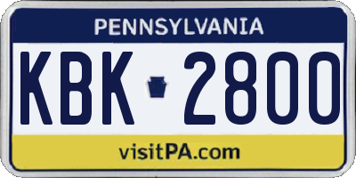 PA license plate KBK2800