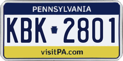 PA license plate KBK2801