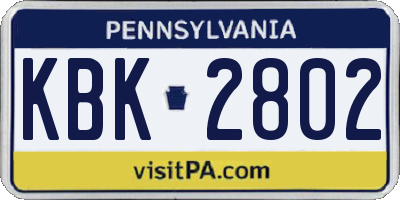 PA license plate KBK2802