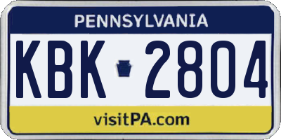 PA license plate KBK2804
