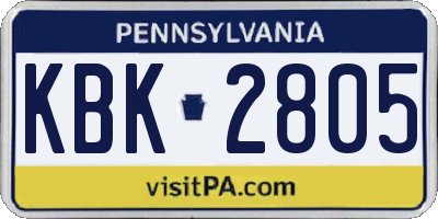 PA license plate KBK2805