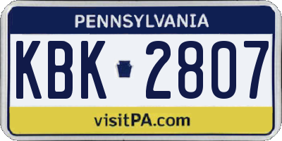 PA license plate KBK2807