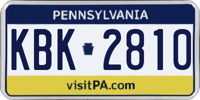 PA license plate KBK2810
