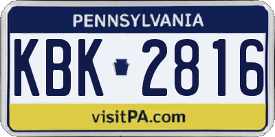 PA license plate KBK2816