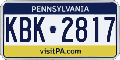 PA license plate KBK2817