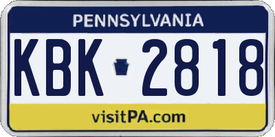 PA license plate KBK2818