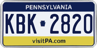 PA license plate KBK2820