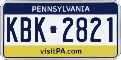 PA license plate KBK2821