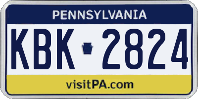PA license plate KBK2824
