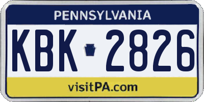 PA license plate KBK2826