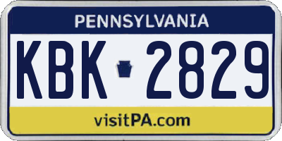 PA license plate KBK2829