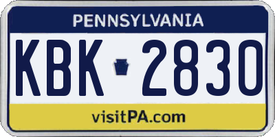 PA license plate KBK2830
