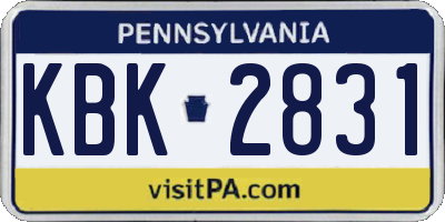 PA license plate KBK2831