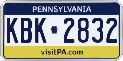 PA license plate KBK2832