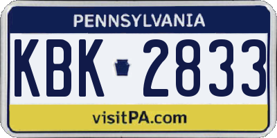 PA license plate KBK2833