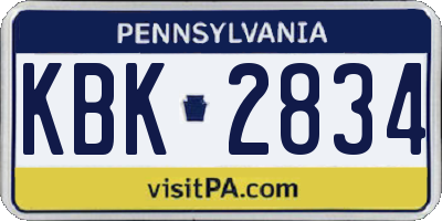 PA license plate KBK2834