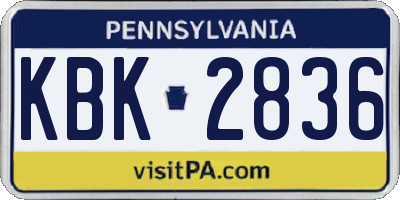PA license plate KBK2836