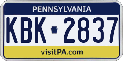 PA license plate KBK2837