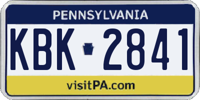 PA license plate KBK2841