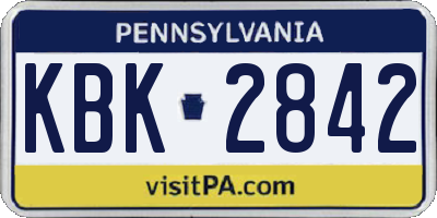 PA license plate KBK2842