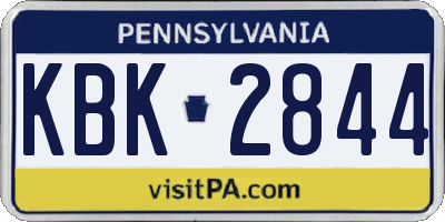 PA license plate KBK2844