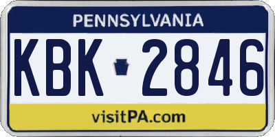 PA license plate KBK2846