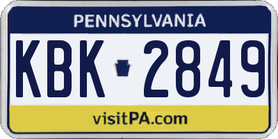 PA license plate KBK2849