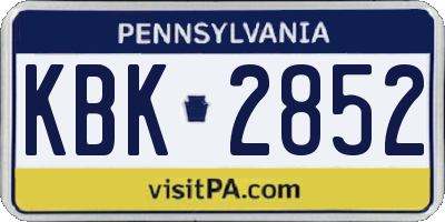 PA license plate KBK2852