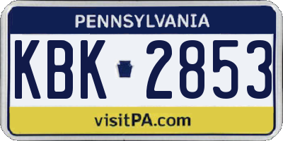 PA license plate KBK2853