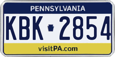 PA license plate KBK2854