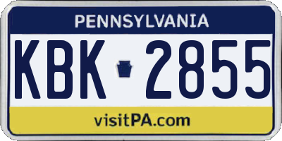 PA license plate KBK2855