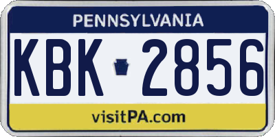 PA license plate KBK2856