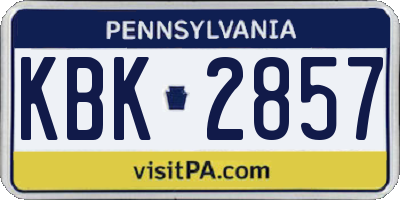 PA license plate KBK2857