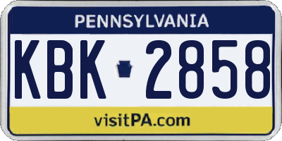 PA license plate KBK2858
