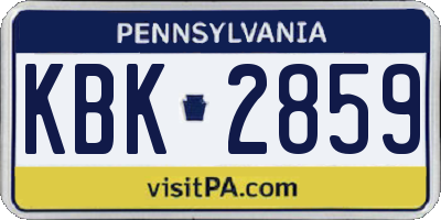 PA license plate KBK2859