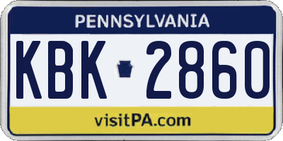 PA license plate KBK2860