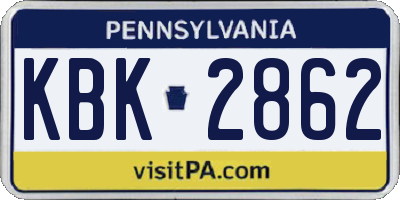 PA license plate KBK2862